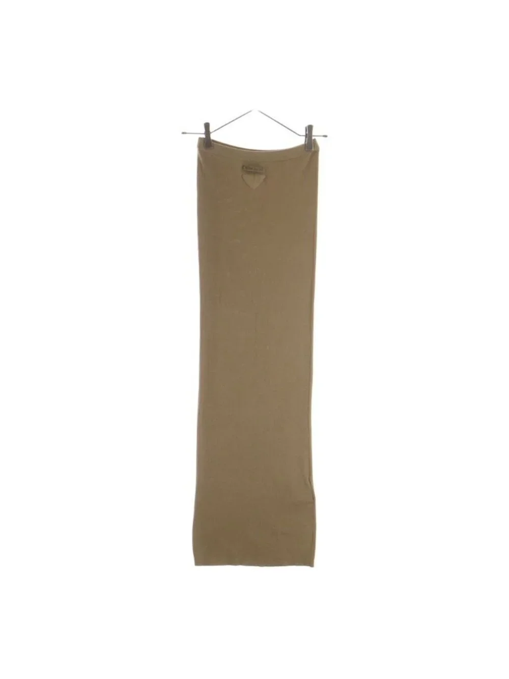 Prada Triangle Logo Silk Knit Long Skirt 40 Brown